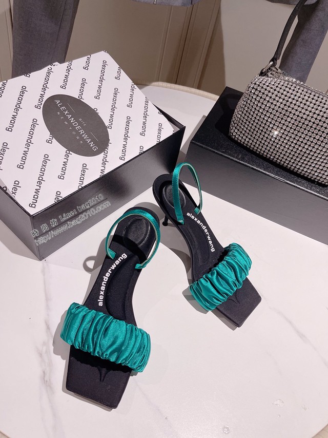 Alexander wang大王專櫃新款楊冪同款真絲面高跟涼鞋拖鞋細跟鞋 dx3072